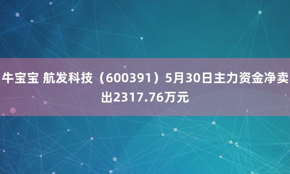牛宝宝 航发科技（600391）5月30日主力资金净卖出2317.76万元