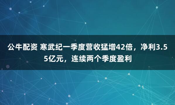 公牛配资 寒武纪一季度营收猛增42倍，净利3.55亿元，连续两个季度盈利