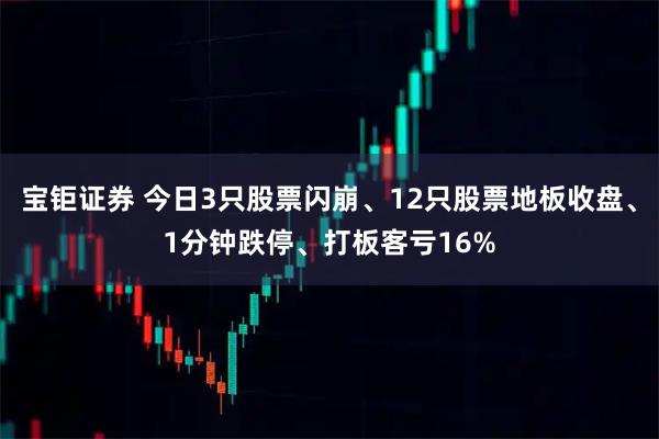 宝钜证券 今日3只股票闪崩、12只股票地板收盘、1分钟跌停、打板客亏16%